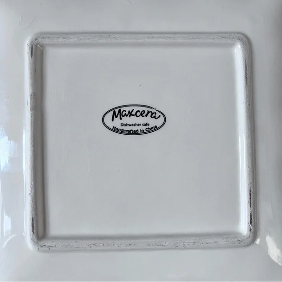 Maxcera Sketch Lemon Shabby Chic Dinner Desert Appetizer Square Plates Set of 4 - Picture 12 of 15